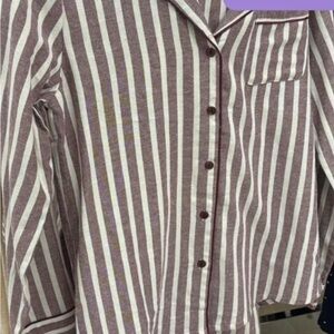 Primark Striped Pajama Set In Mauve and White - Size XS